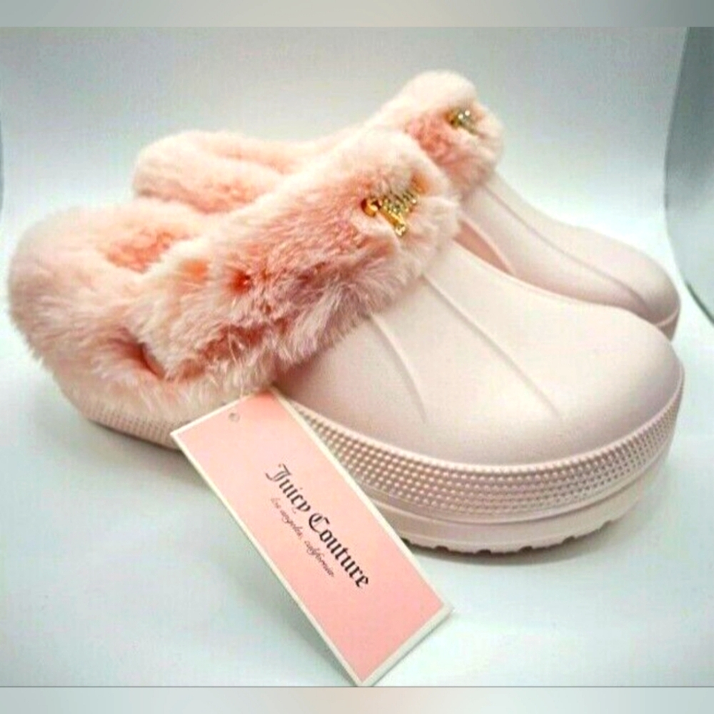 PRICE 📉📉 Drop JUICY COUTURE Pink Rhinestone Fur Lined Clog